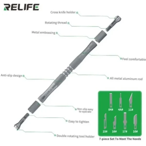 ست کاتر قلمی و تیغ تعویض آیسی RELIFE مدل RL-101B - Image 3
