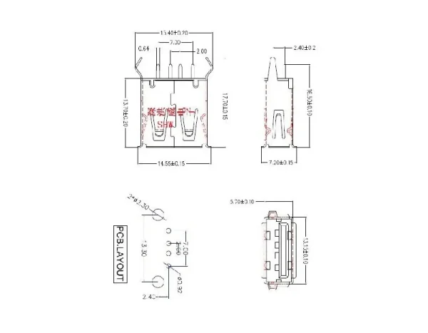 کانکتور USB A مادگی ایستاده - Image 2