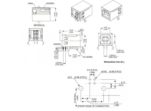 کانکتور USB-B مادگی - Image 2