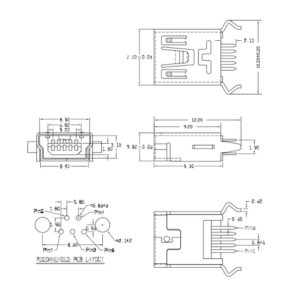 کانکتور USB Mini روبردی ایستاده - Image 4