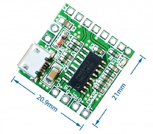 ماژول آمپلی فایر 2x3W کلاس D تراشه PAM8403 با ورودی Micro USB - Image 3