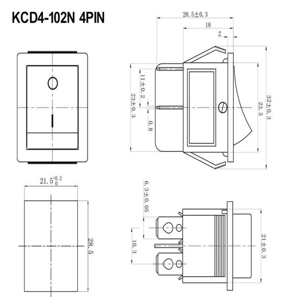 کلید راکر بزرگ چراغدار 30 آمپر مدل 102N - Image 2