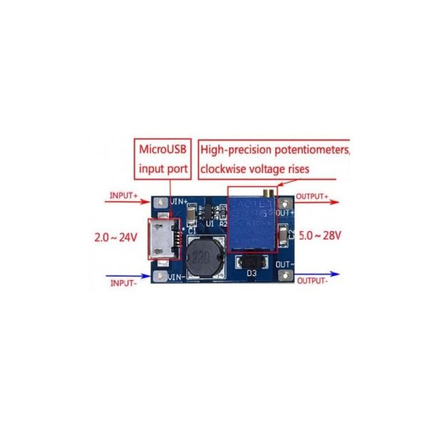 ماژول رگولاتور DC-DC افزاینده 2 آمپر با ورودی میکرو USB - Image 3