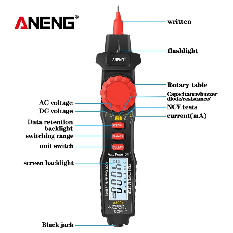 مولتی متر قلمی دیجیتالی ANENG مدل A3004 - Image 6