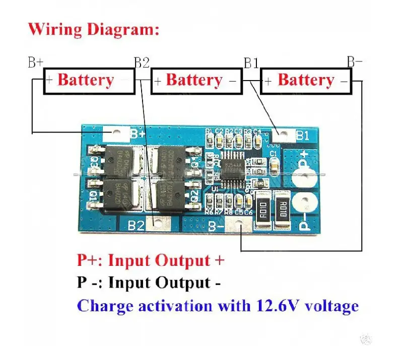 ماژول شارژ و دشارژ BMS باتری لیتیومی 3 سل 10 آمپر مدلD01 - Image 2